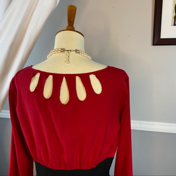 White House Black Market Red and Back Dress - Picture 5 of 6